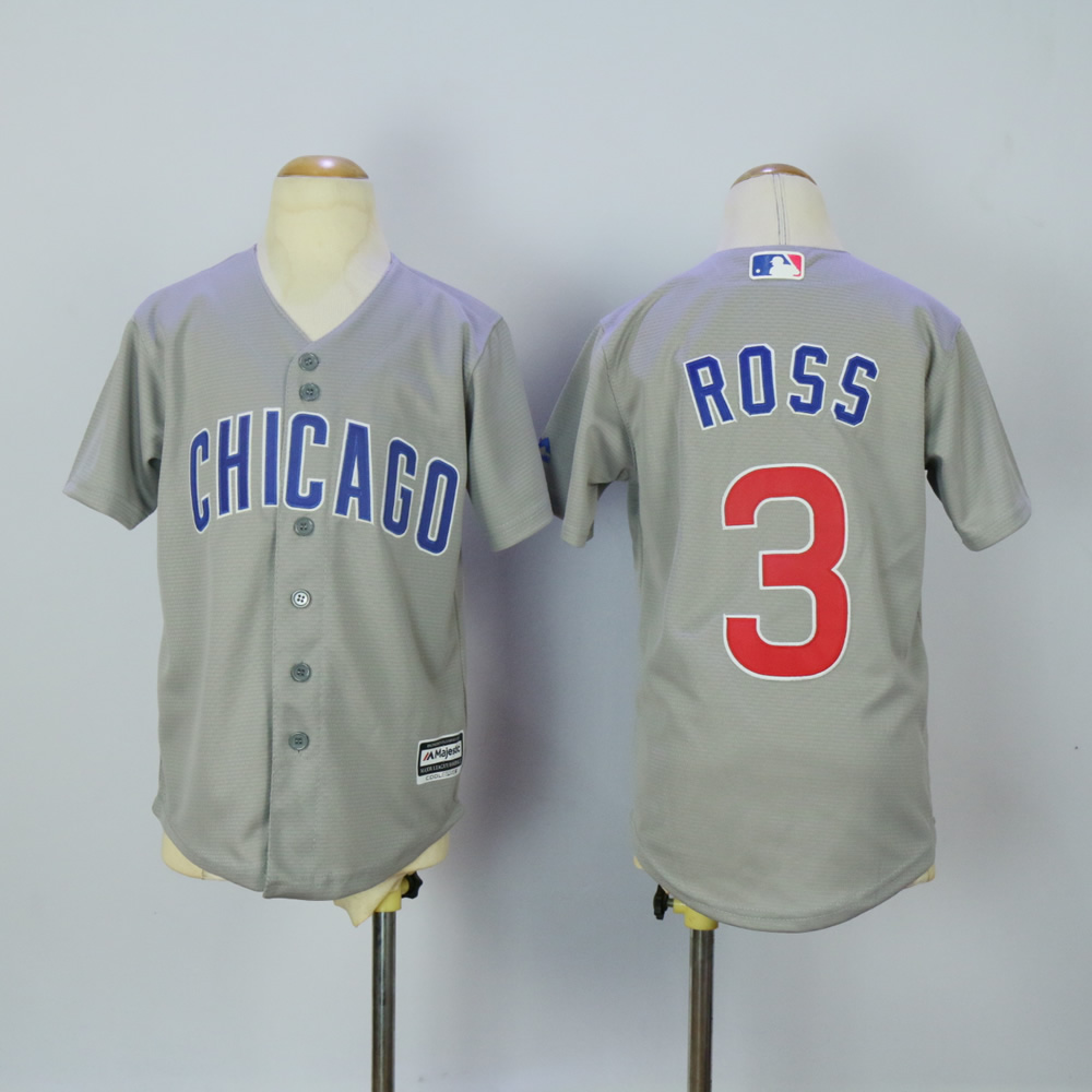 Youth Chicago Cubs 3 Ross Grey MLB Jerseys